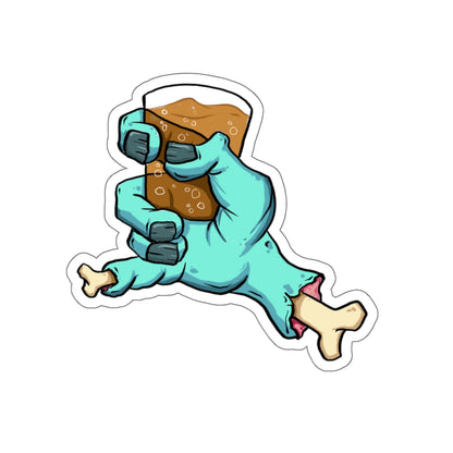 Zombie Hand Holding Beer Die-Cut Sticker
