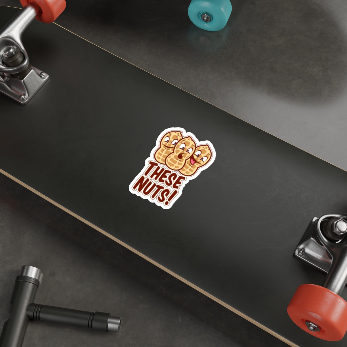 These Nuts! Funny Peanut Die-Cut Sticker — Cute Cartoon Snack Pun Sticker