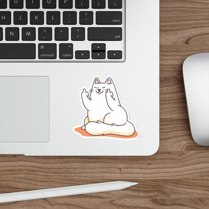 Middle Finger Cat  Die cut Sticker