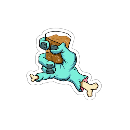 Zombie Hand Holding Beer Die-Cut Sticker