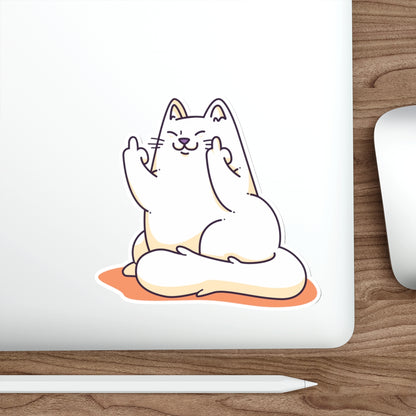 Middle Finger Cat  Die cut Sticker
