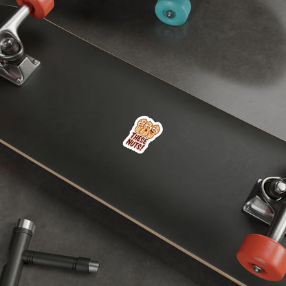 These Nuts! Funny Peanut Die-Cut Sticker — Cute Cartoon Snack Pun Sticker