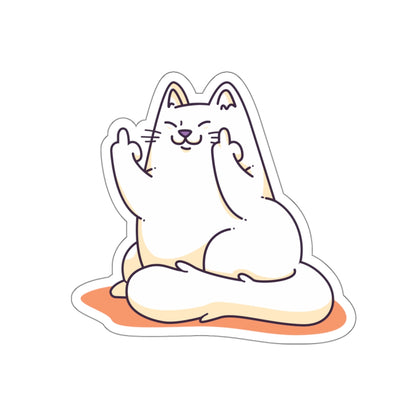 Middle Finger Cat  Die cut Sticker