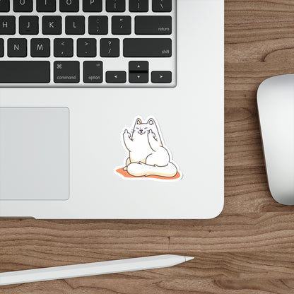 Middle Finger Cat  Die cut Sticker